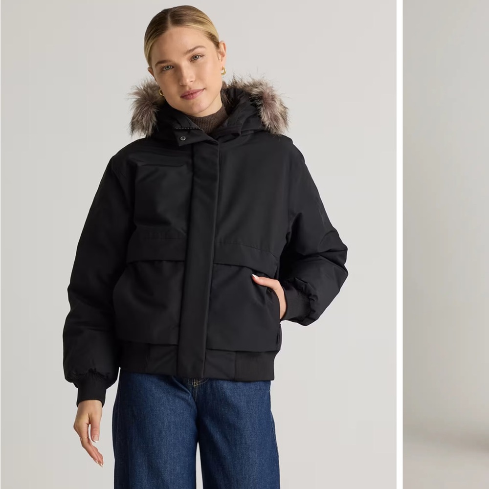 Quince Black Hooded Short Parka